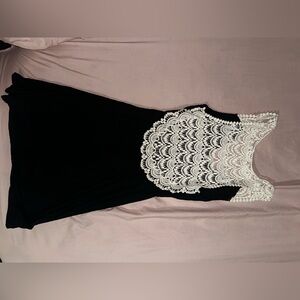Adorable crochet back black dress